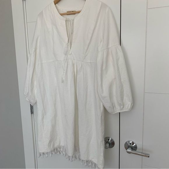 Kate Kasin White Textured Summer Vacation Dress L - Picture 2 of 5